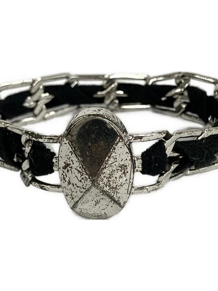 Dior/Christiandior - Black Silver Cotton Hardware Bracelet